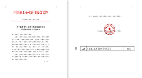 16星！冶建公司履約能力和信用表現(xiàn)良好